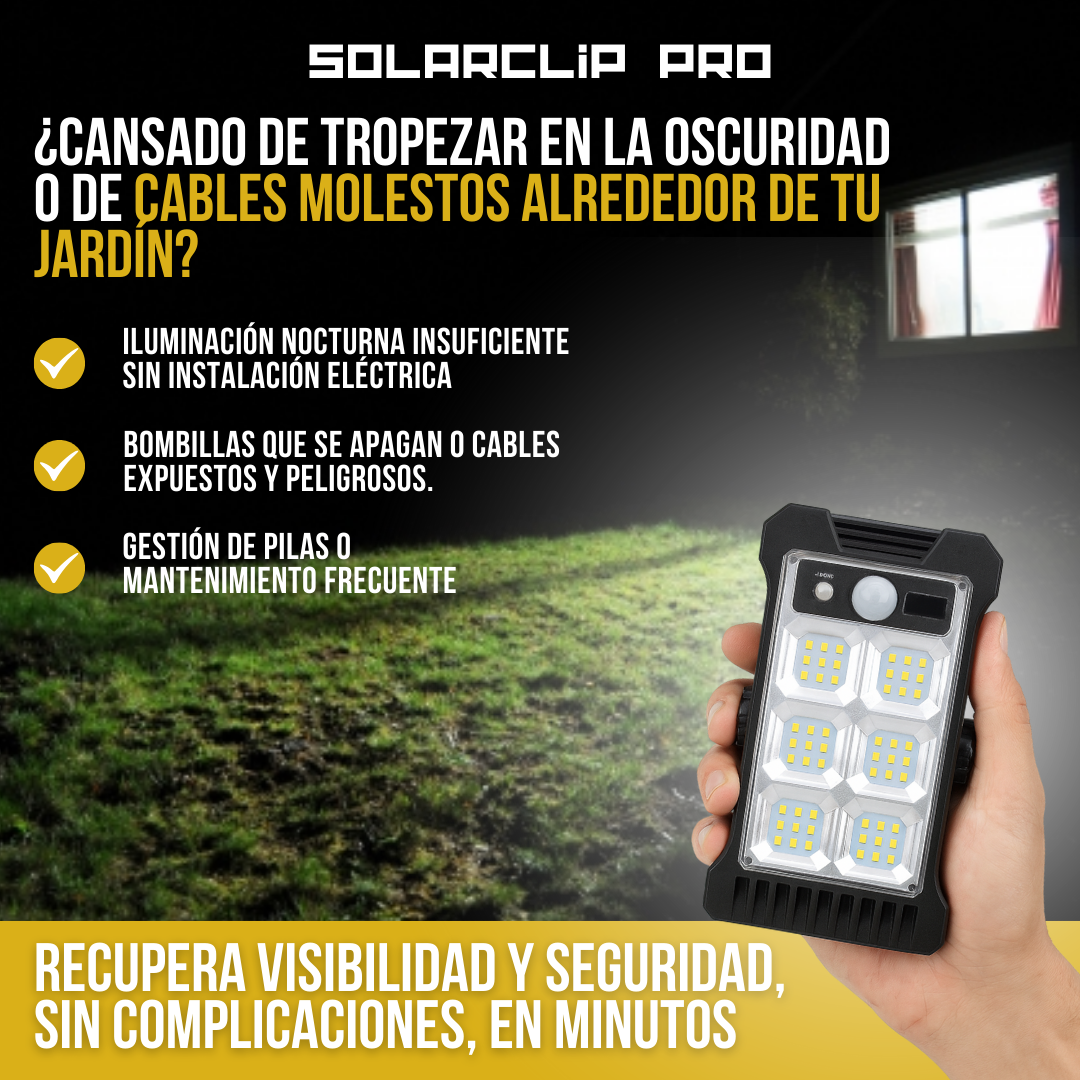 SolarClip Pro™ - Luz inteligente, seguridad al instante