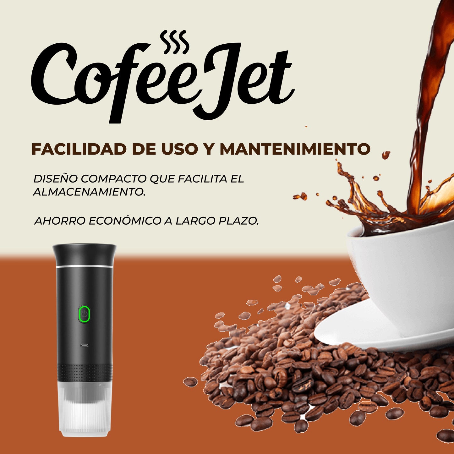 CofeeJet™ - Cafetera automática portátil