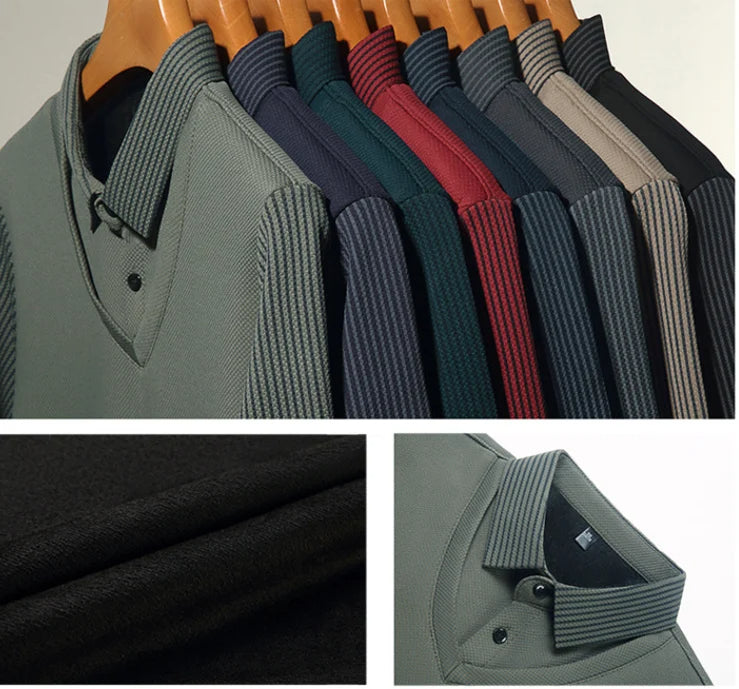 PrimeStripe™ - Sueter a rayas con solapas de dos piezas