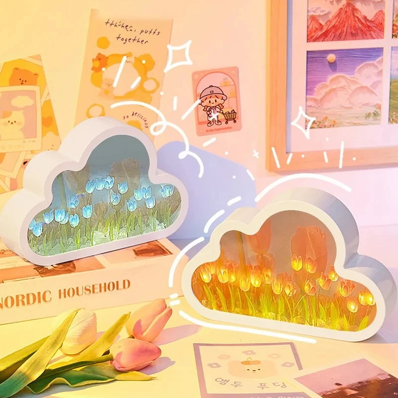 GLOWMIRROR™ - LAMPARA DE TULIPAN CON ESPEJO DE NUBE