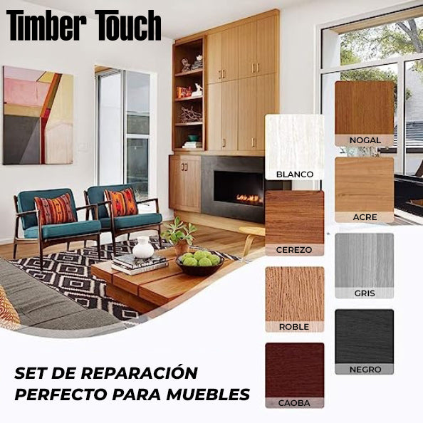 TimberTouch™ - Kit de lápices y cera para restaurar madera (8 tonos)