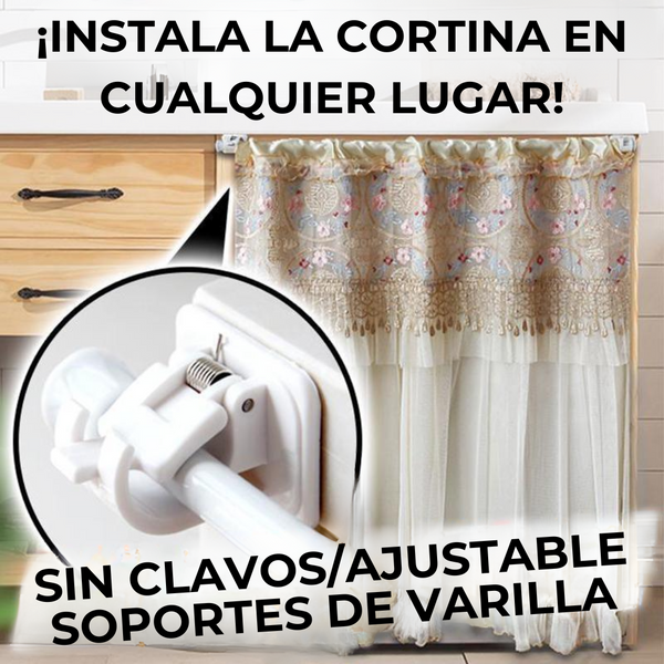 Sup™ - Soportes para cortinas ajustables sin clavos