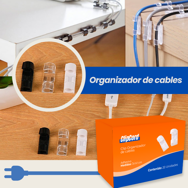 ClipCord™ - CLIP PLÁSTICO AUTOADHESIVO PARA ORGANIZAR CABLES