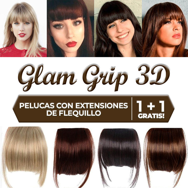 GlamGrip3D™ - Pelucas con extensiones de flequillo