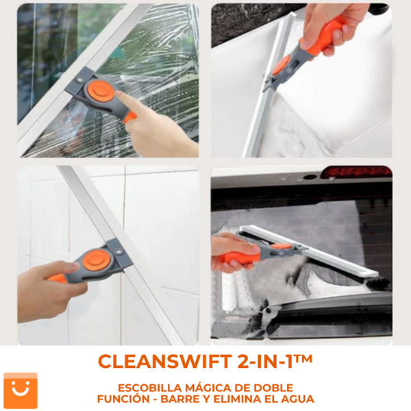 CLEANSWIFT 2-IN-1™ - ESCOBILLA MÁGICA DE DOBLE FUNCIÓN - BARRE Y ELIMINA EL AGUA