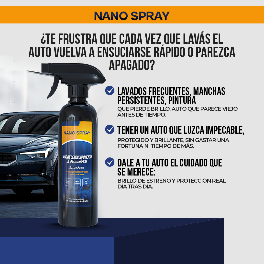 Nano Spray™ - Brillo espejo en minutos, protección por meses.