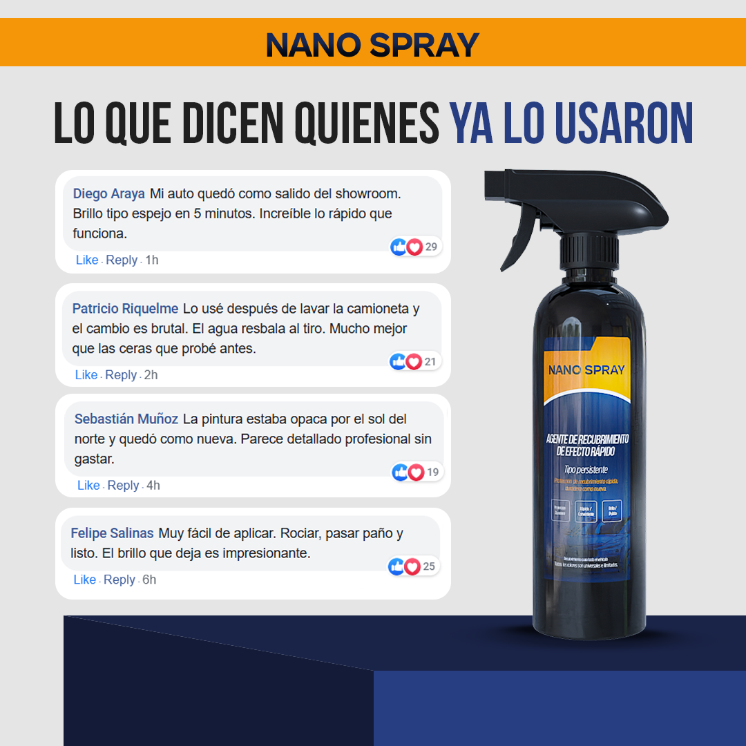 Nano Spray™ - Brillo espejo en minutos, protección por meses.