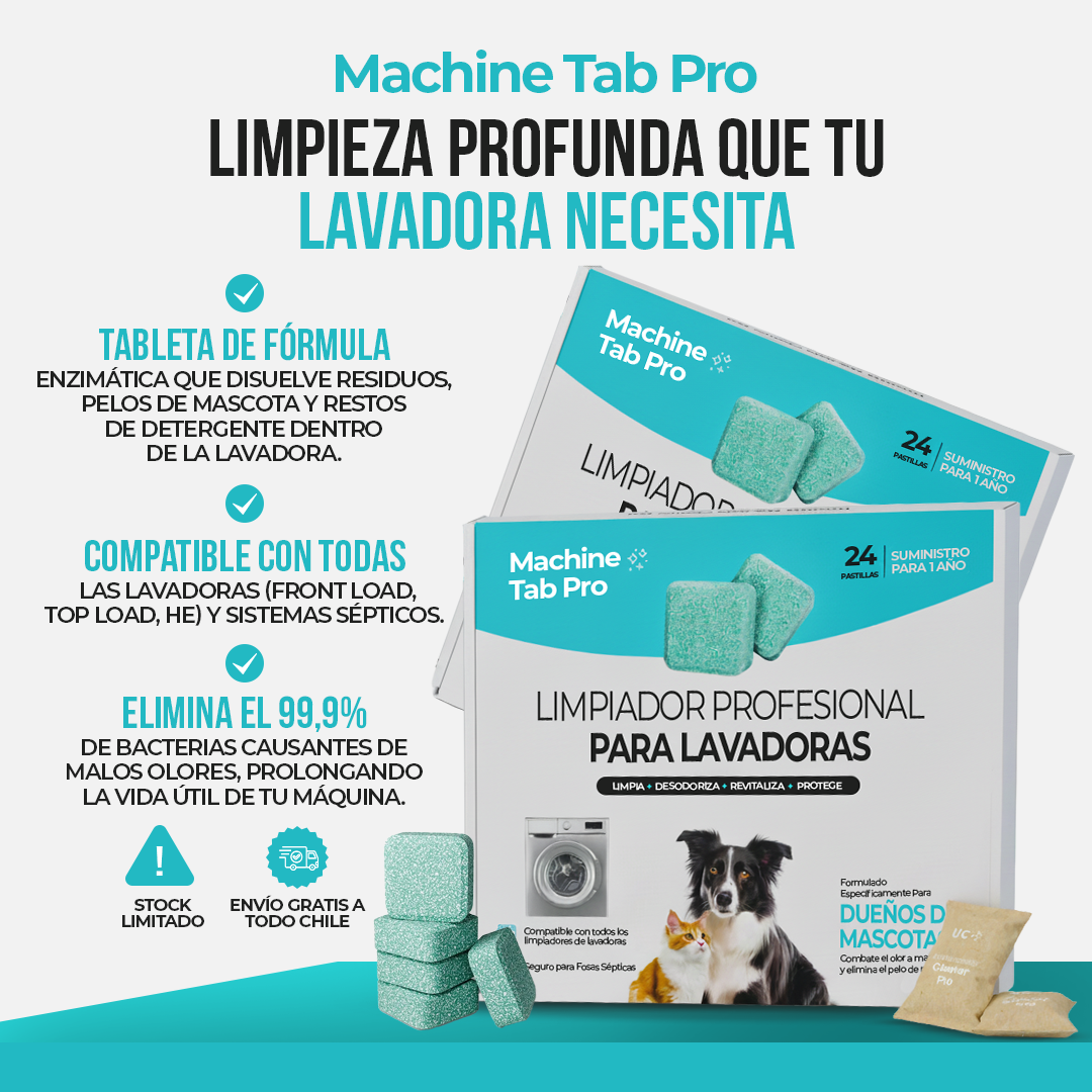 Machine Tab Pro™ - Tu lavadora limpia de verdad, no solo por fuera.