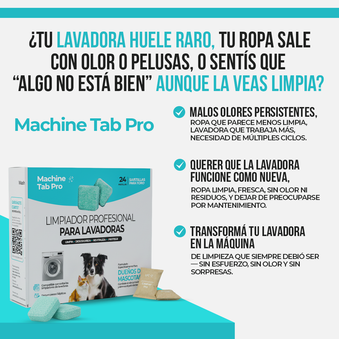 Machine Tab Pro™ - Tu lavadora limpia de verdad, no solo por fuera.