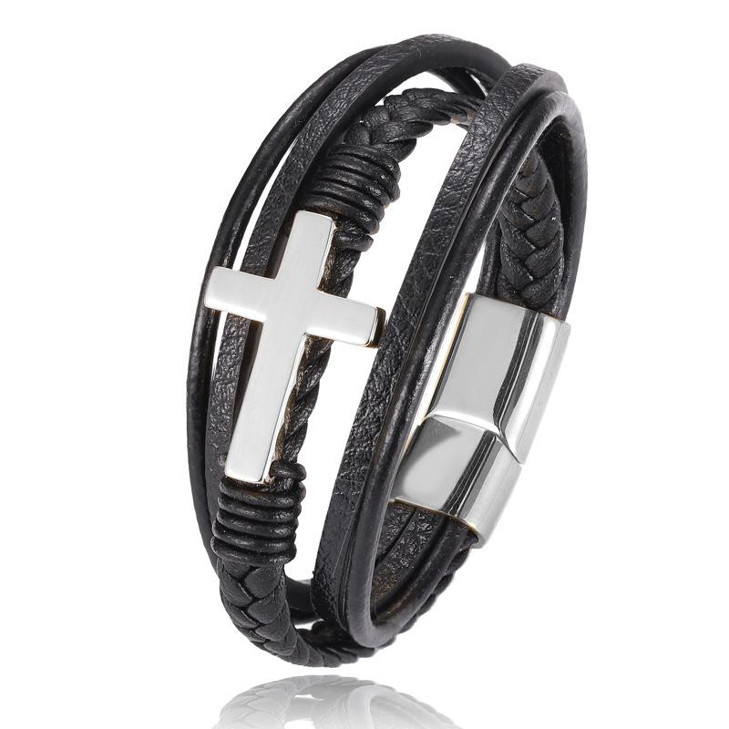 Faithbracelets - Pulseras cristianas de cuero y acero inoxidable