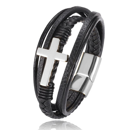 Faithbracelets - Pulseras cristianas de cuero y acero inoxidable